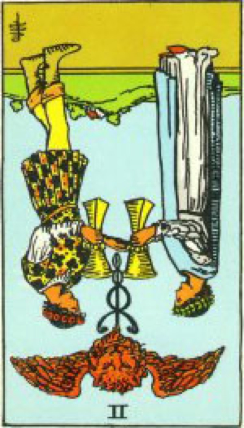 Tarot Card Two of Cups Reversed