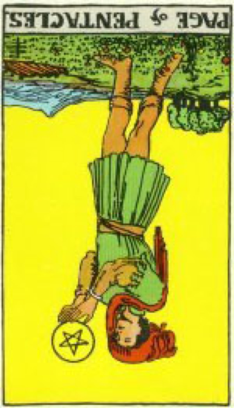 Tarot Card Page of Pentacles Reversed